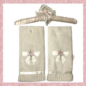 Romantic Lace Hand Towel Set Satin Silk Hanger Cottagecore Bath French Cottage